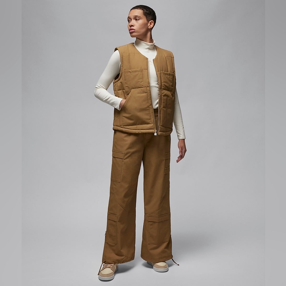 Nike Jordan Women's Quilted Vest Brown Kelp FB5192-395 Loose Fit Size Medium NWT - Picture 9 of 9